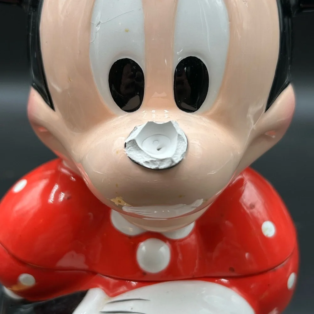Disney Minnie Mouse Ceramic Collectible with Red and Black Accents cookie jar